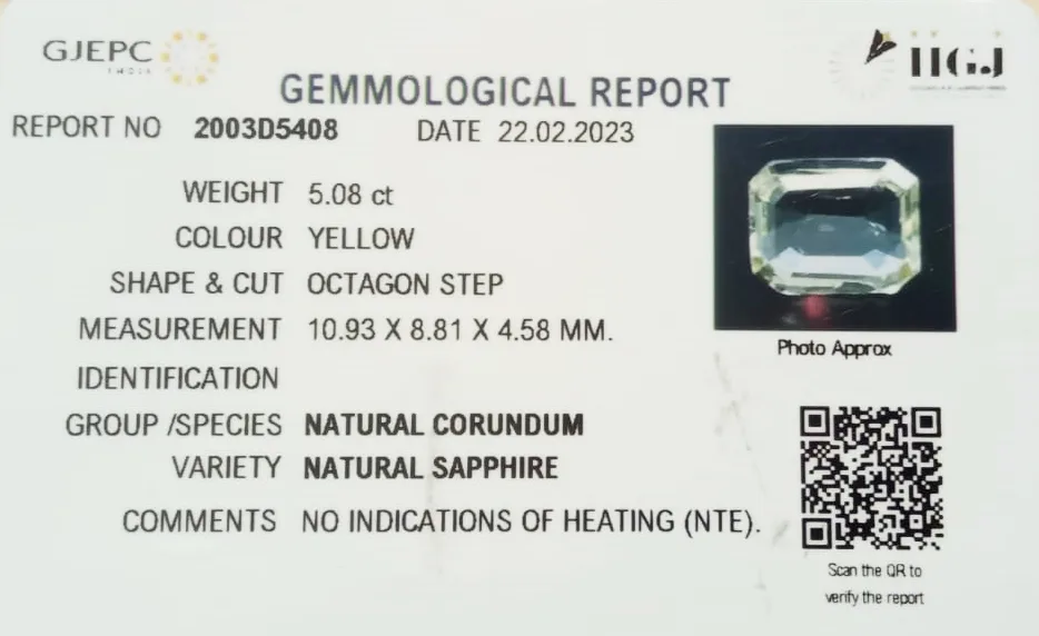 Yellow Sapphire 5.08ct On-Demand view 3