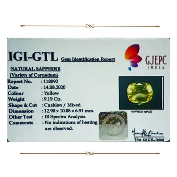 Yellow Sapphire 9.19ct.On-Demand view 3
