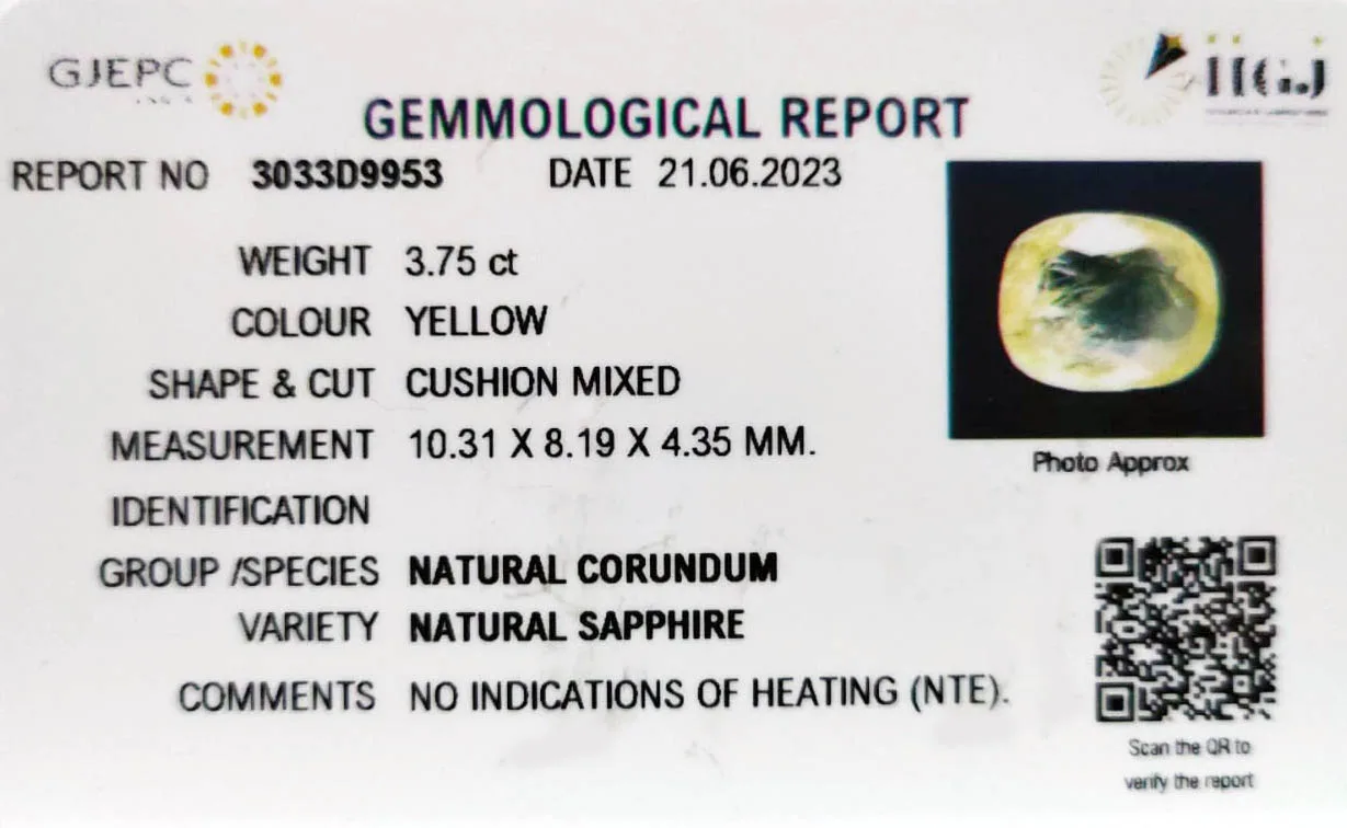Yellow Sapphire 3.75ct. (Economy) view 2