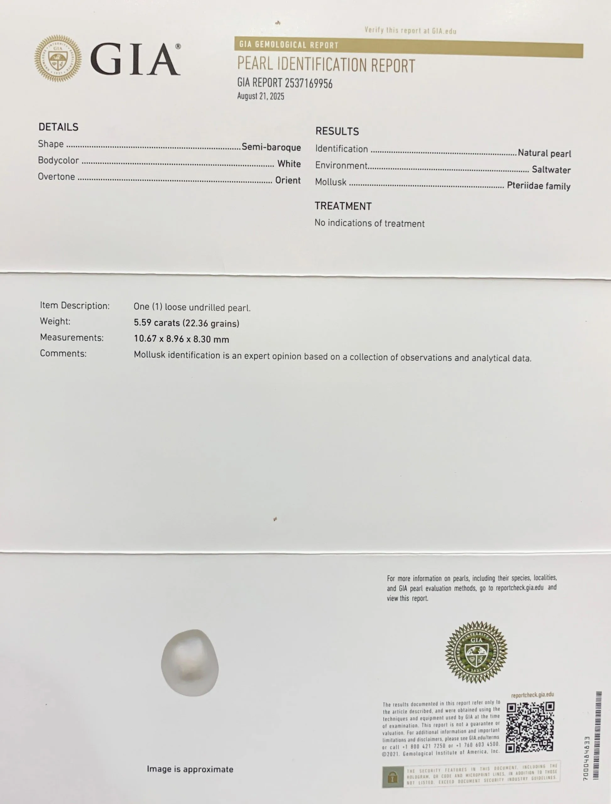 Basra Pearl 5.59ct.On-Demand view 2