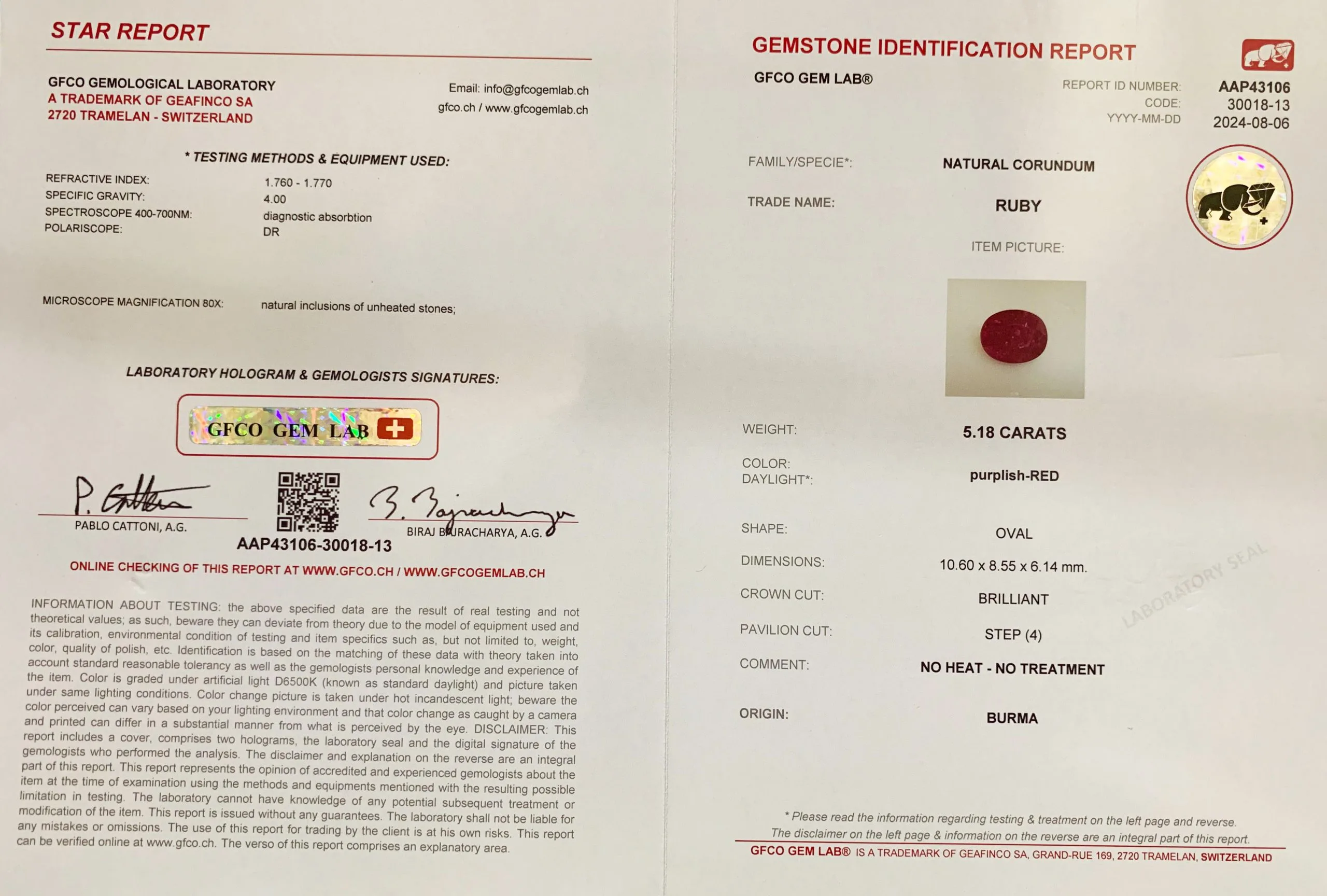 Burma Ruby 5.18ct. (Luxury) view 2