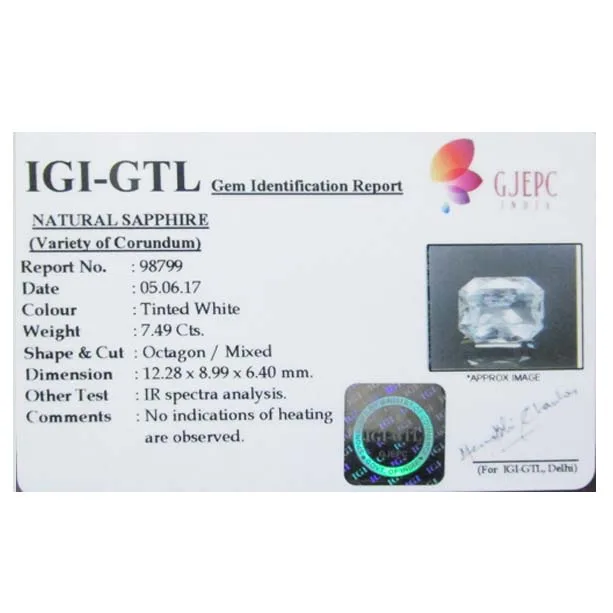 White Sapphire 7.49ct.On-Demand view 3