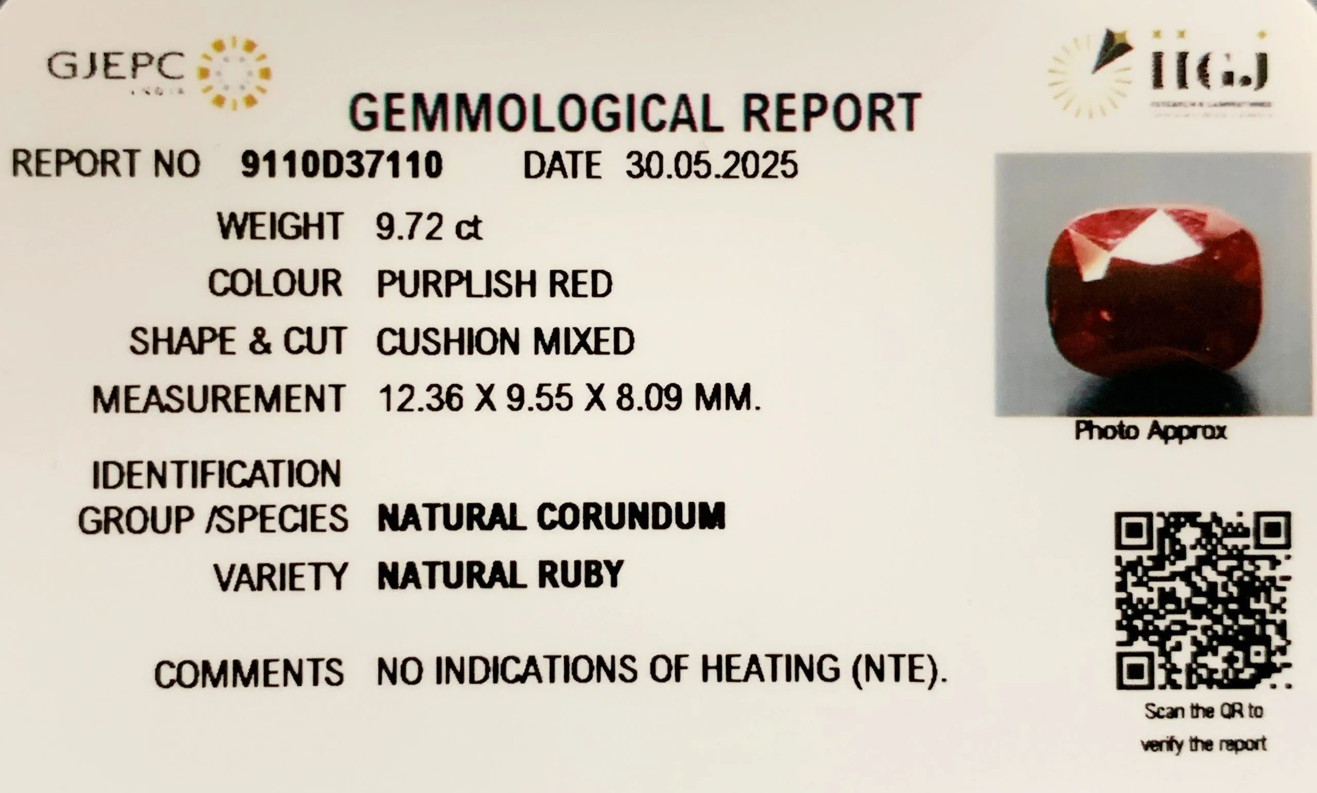 African Ruby 9.72ct. (Luxury) view 2