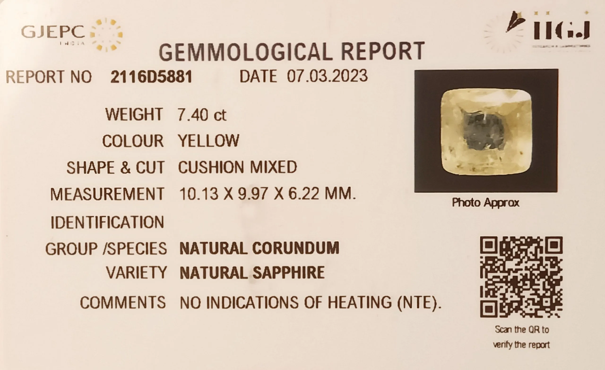 Yellow Sapphire 7.40ct. (Super Premium) view 2