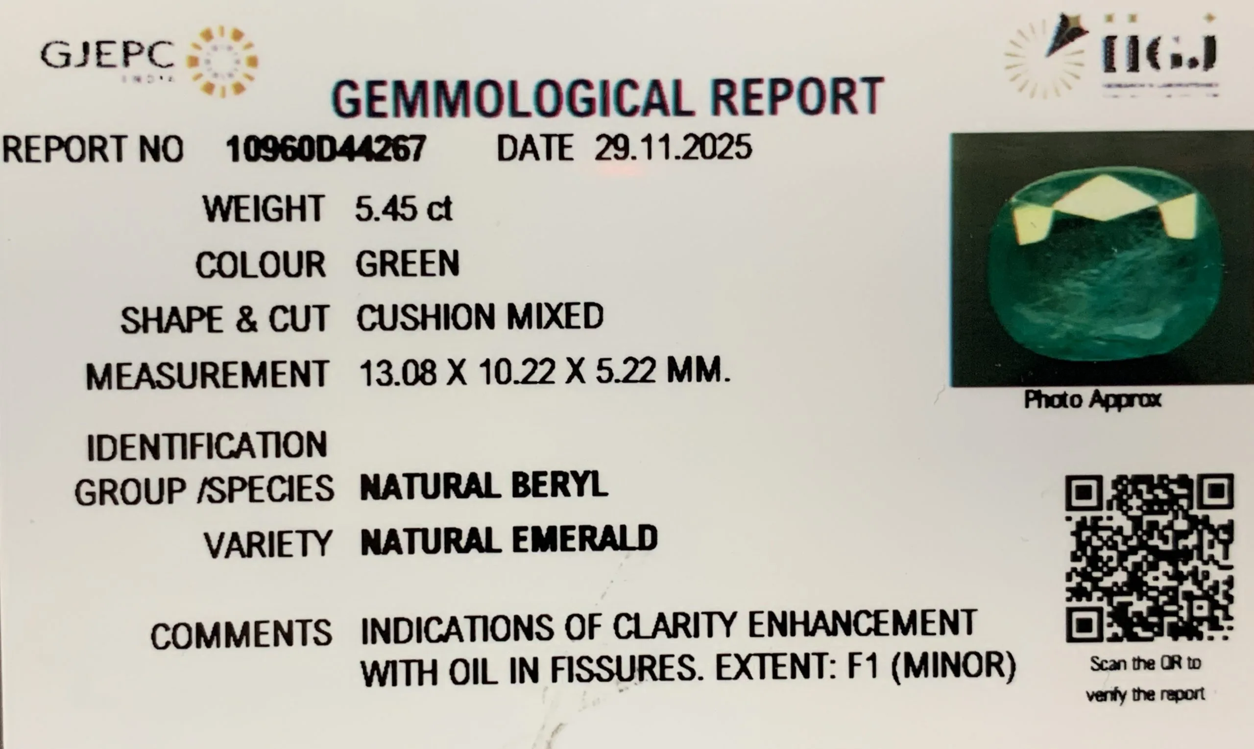 Emerald 5.45ct. (Super Luxury) view 3