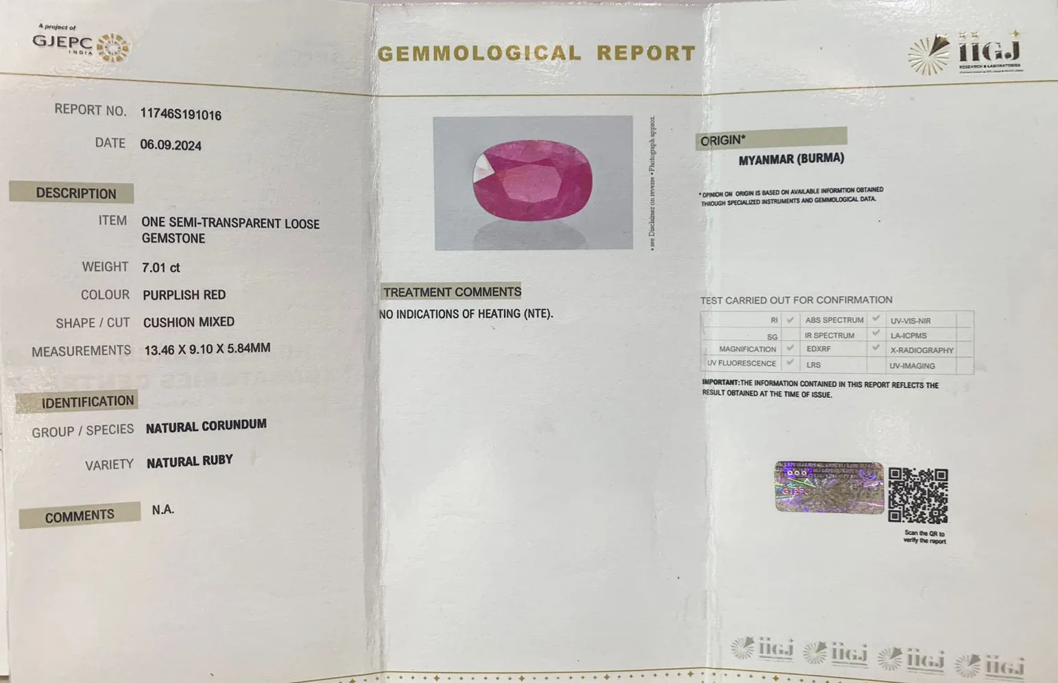 Fine Burma Ruby 7.01ct On-Demand view 2
