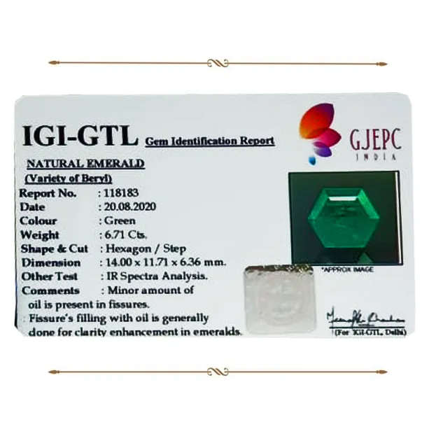 Emerald 6.71ct. (Super Luxury) view 2