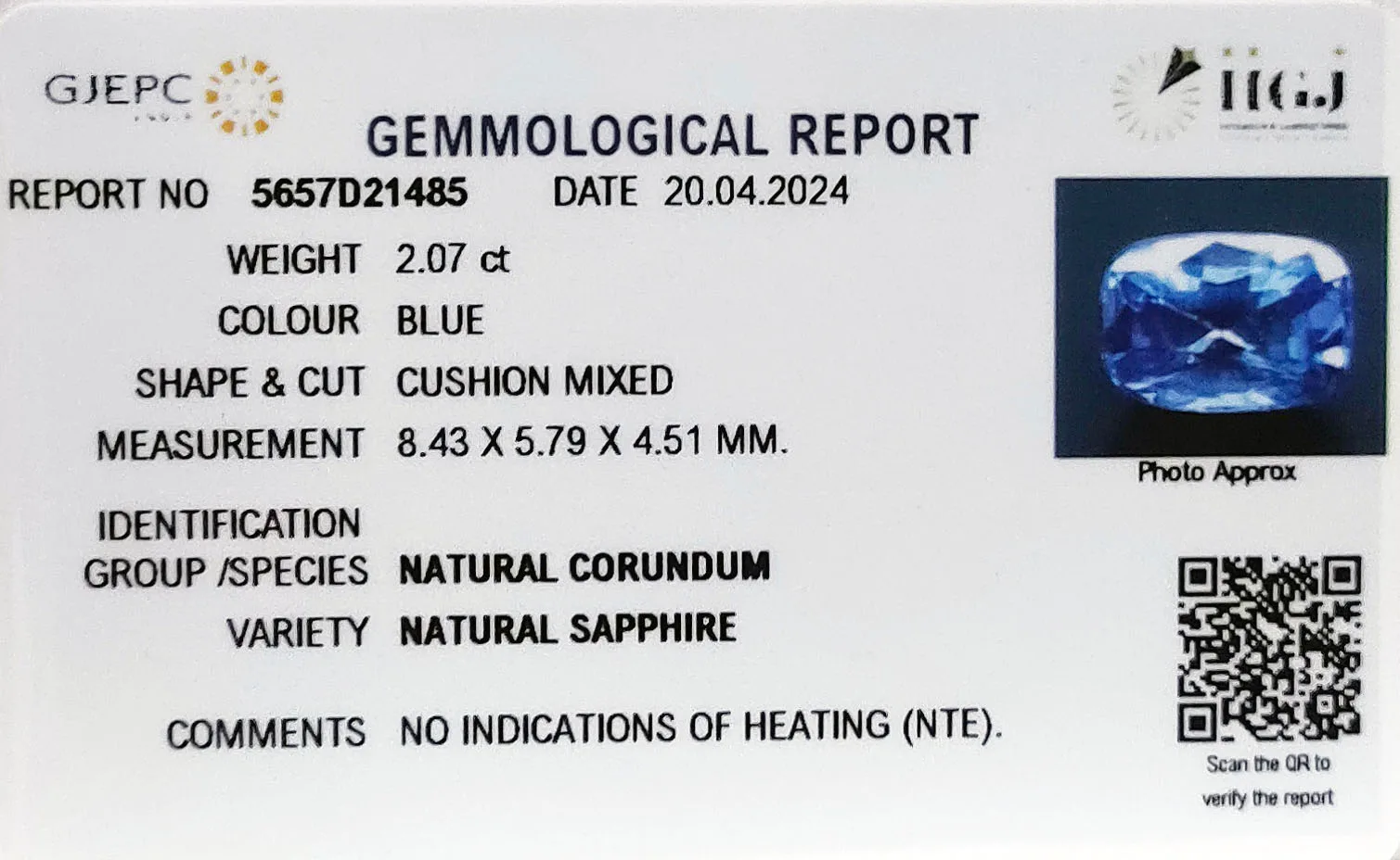 Blue Sapphire 2.07ct. (Luxury) view 2