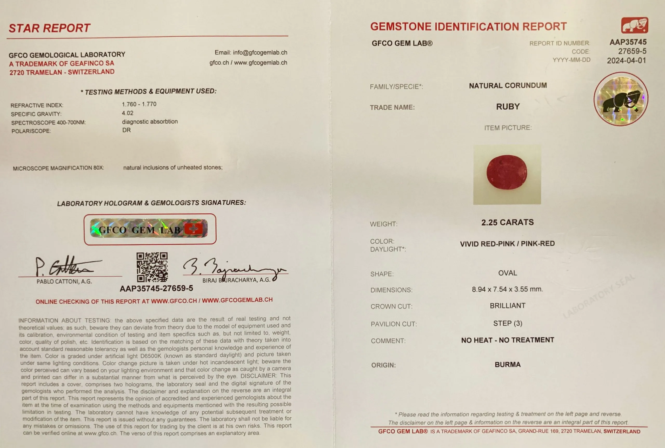 Fine Burma Ruby 2.25ct On-Demand view 2