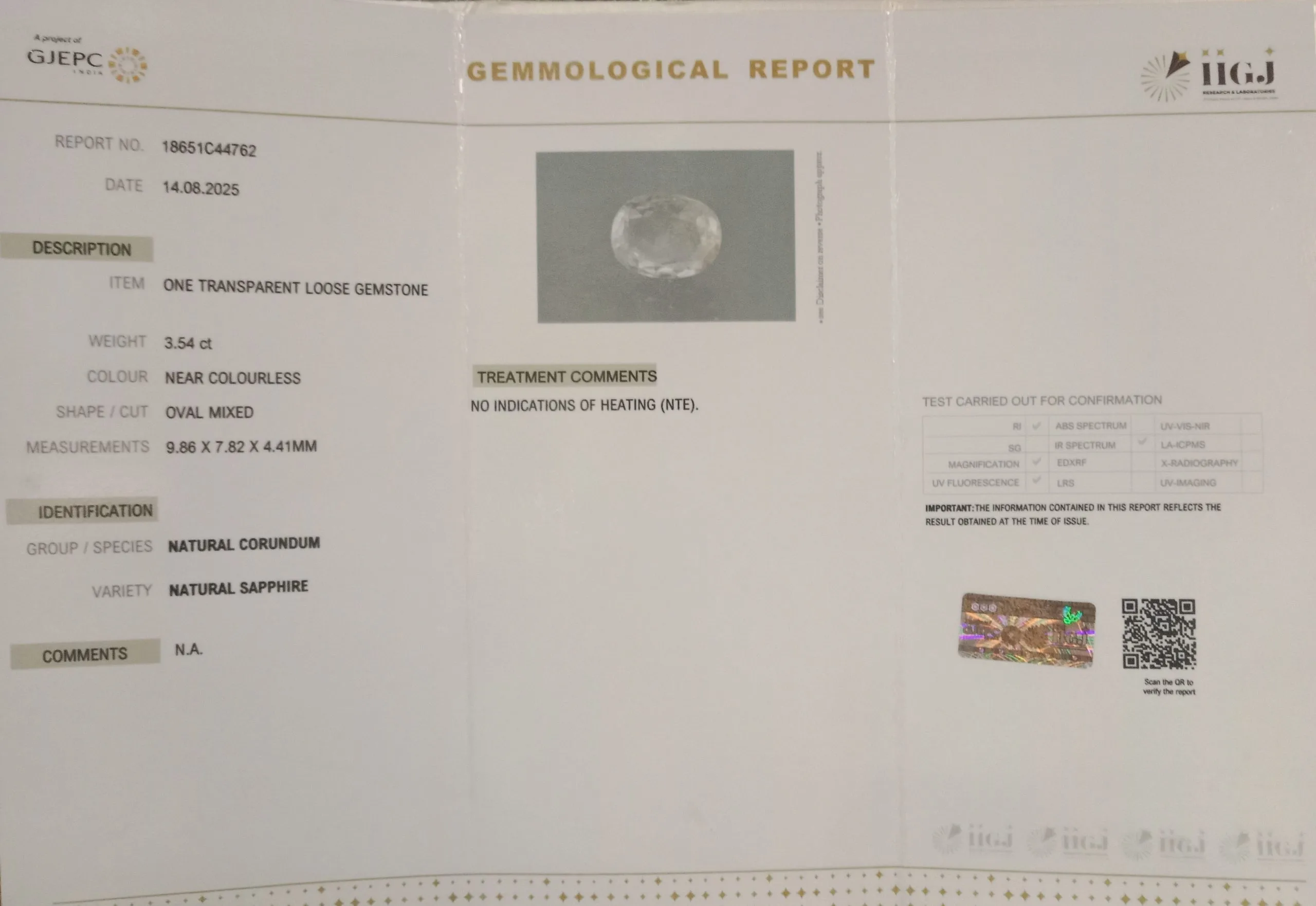 White Sapphire 3.54ct. (Premium) view 2