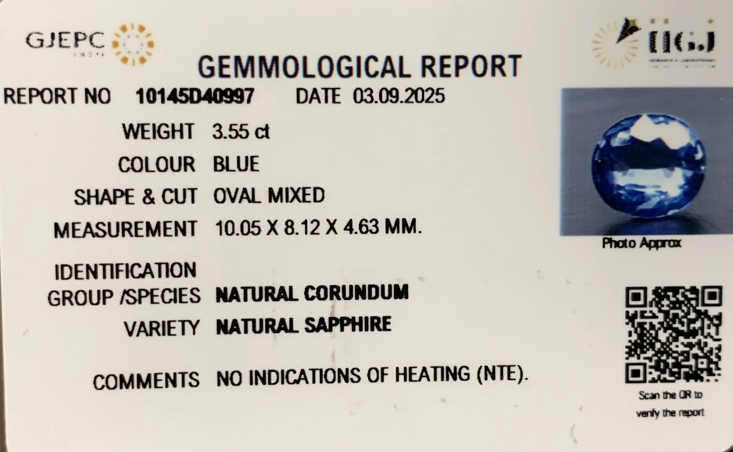 Blue Sapphire 3.55ct.On-Demand view 2