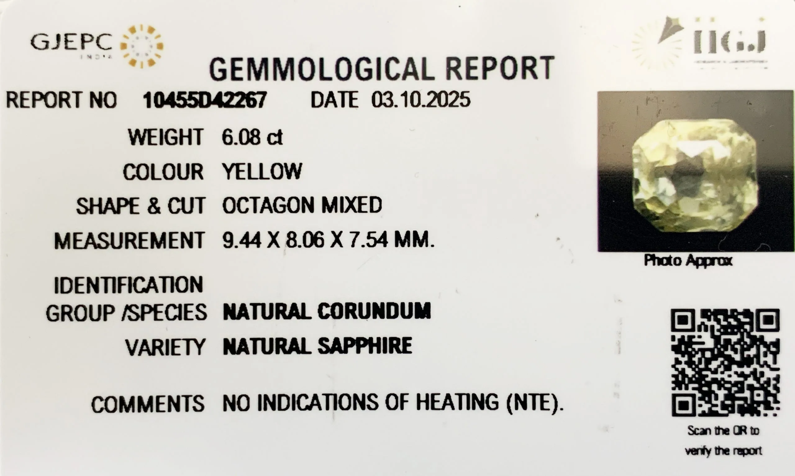 Yellow Sapphire 6.08ct. (Super Luxury) view 2
