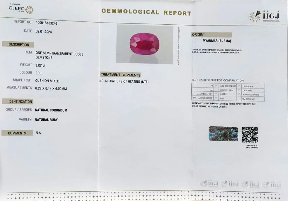 Burma Ruby 3.07ct. (Luxury) view 2