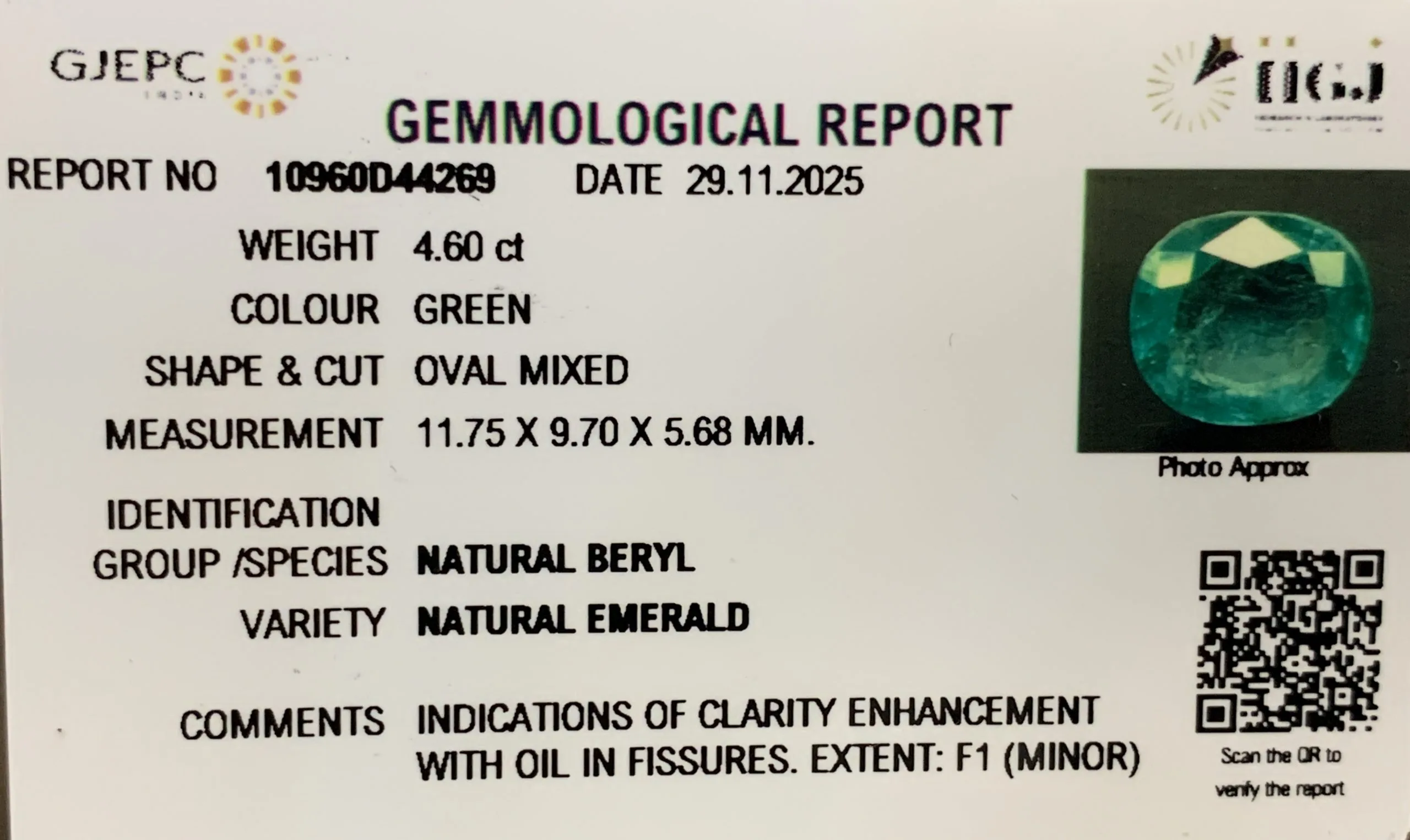Emerald 4.60ct. (Super Luxury) view 3