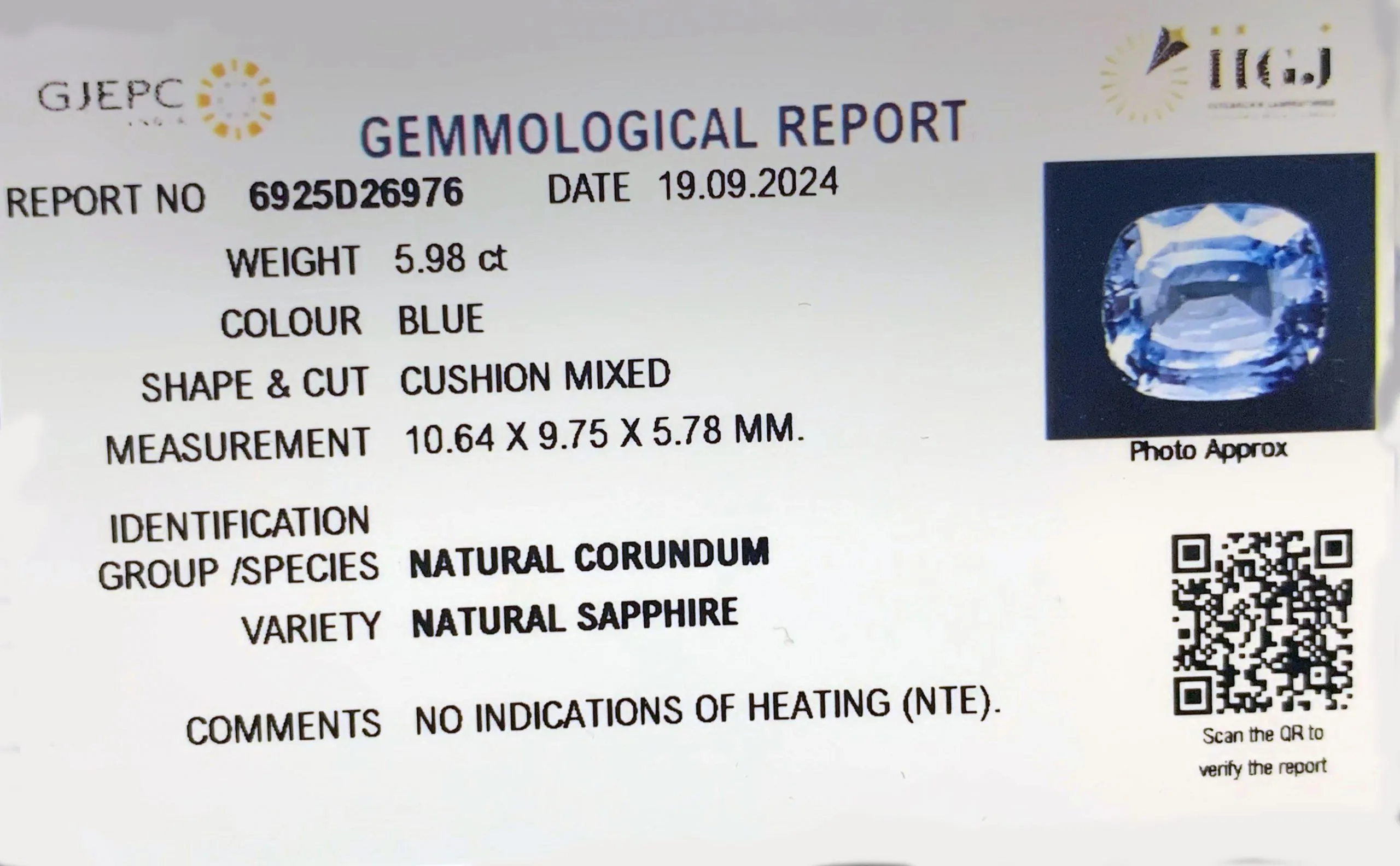 Blue Sapphire 5.98ct.On-Demand view 2