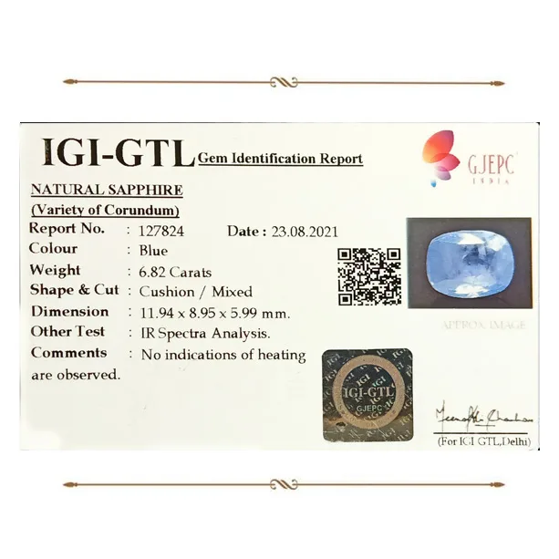 Blue Sapphire 6.82ct. (Super Premium) view 2