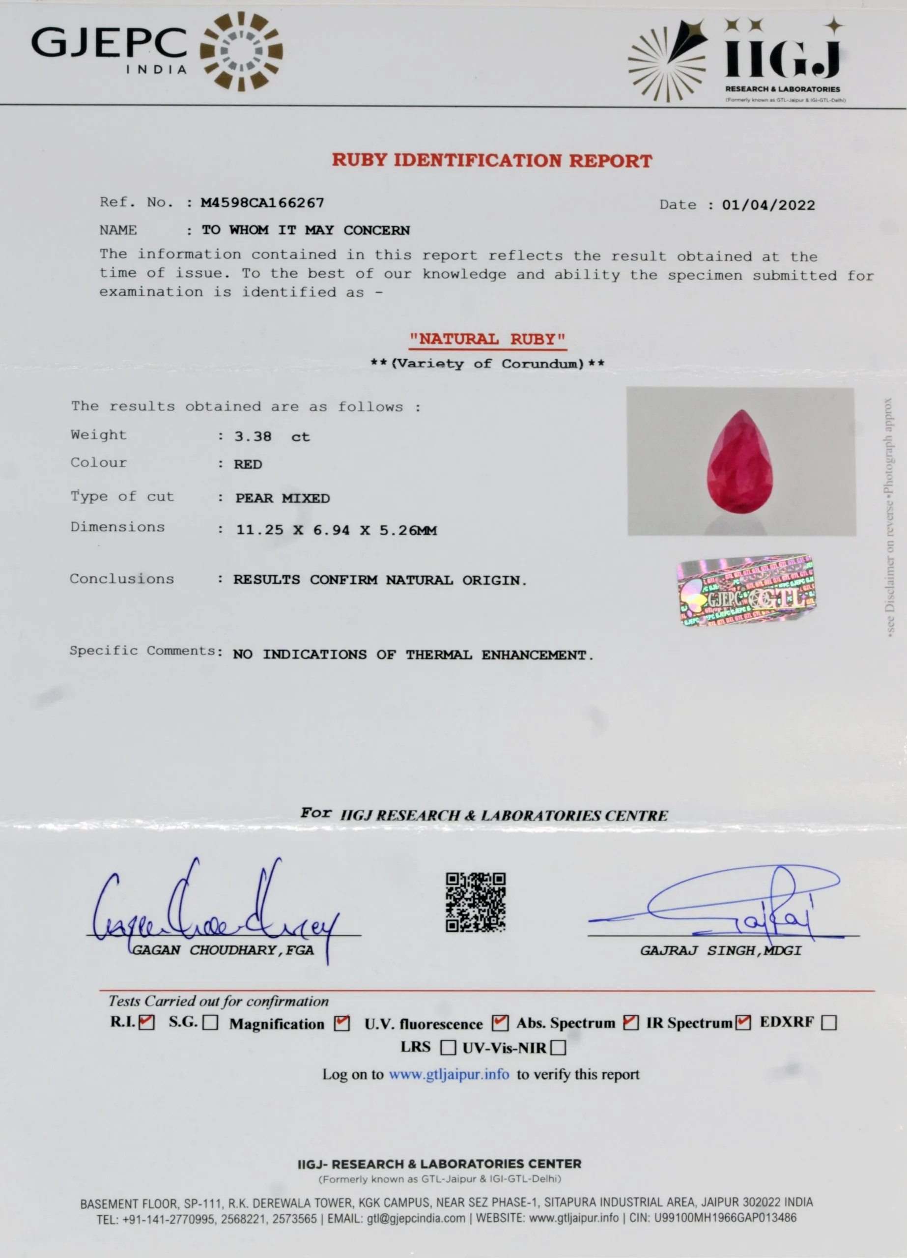 Ruby 3.38ct. (Super Luxury) view 2