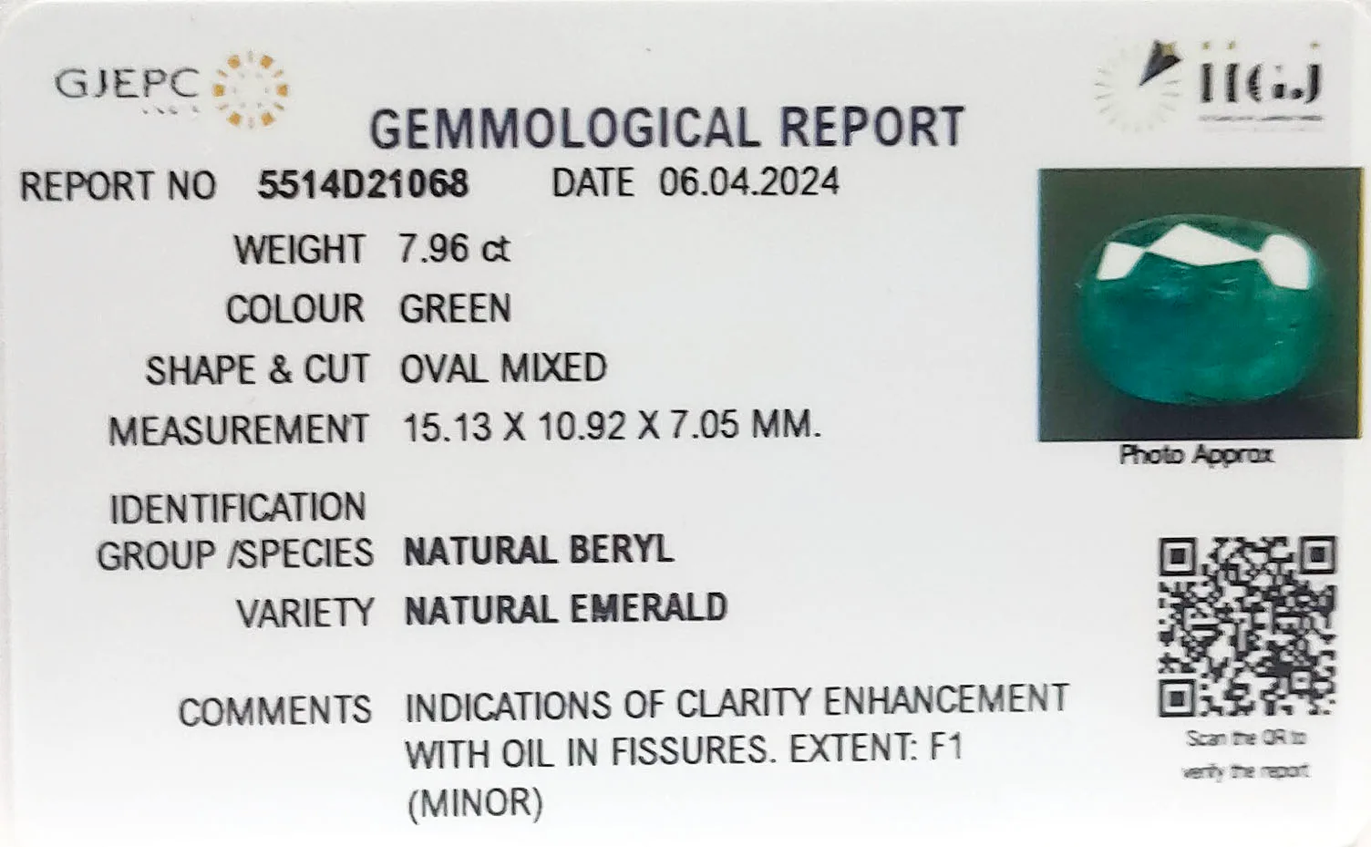 Emerald 7.96ct. (Super Premium) view 3