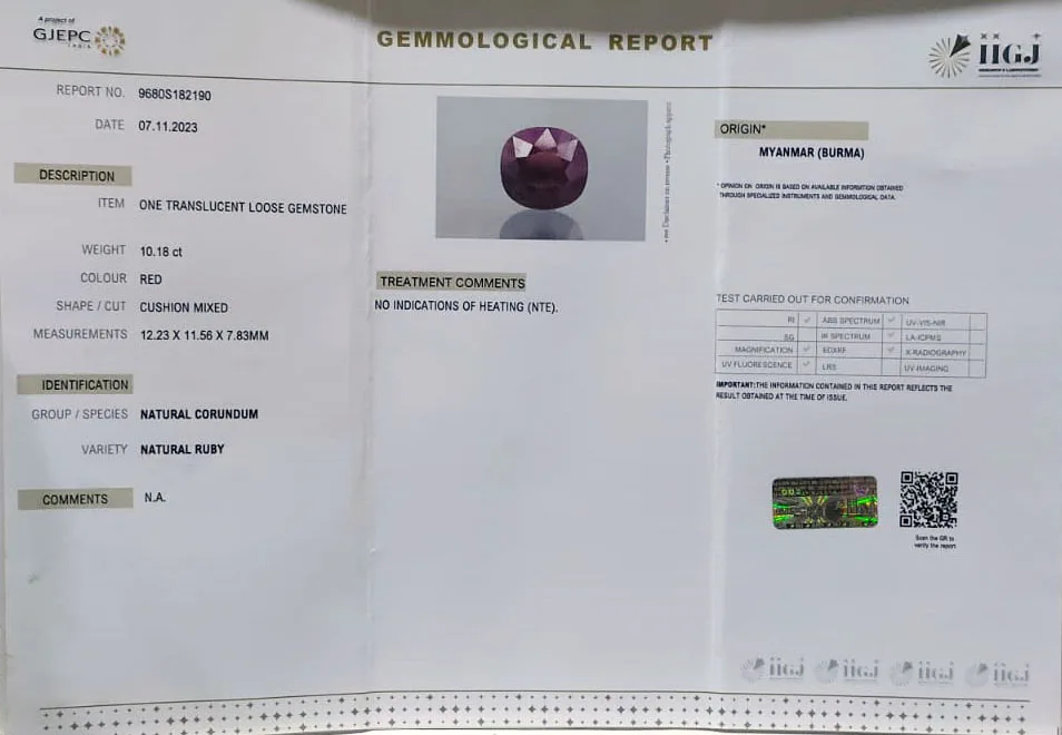 Burma Ruby 10.18 ct. (Super Luxury) view 2