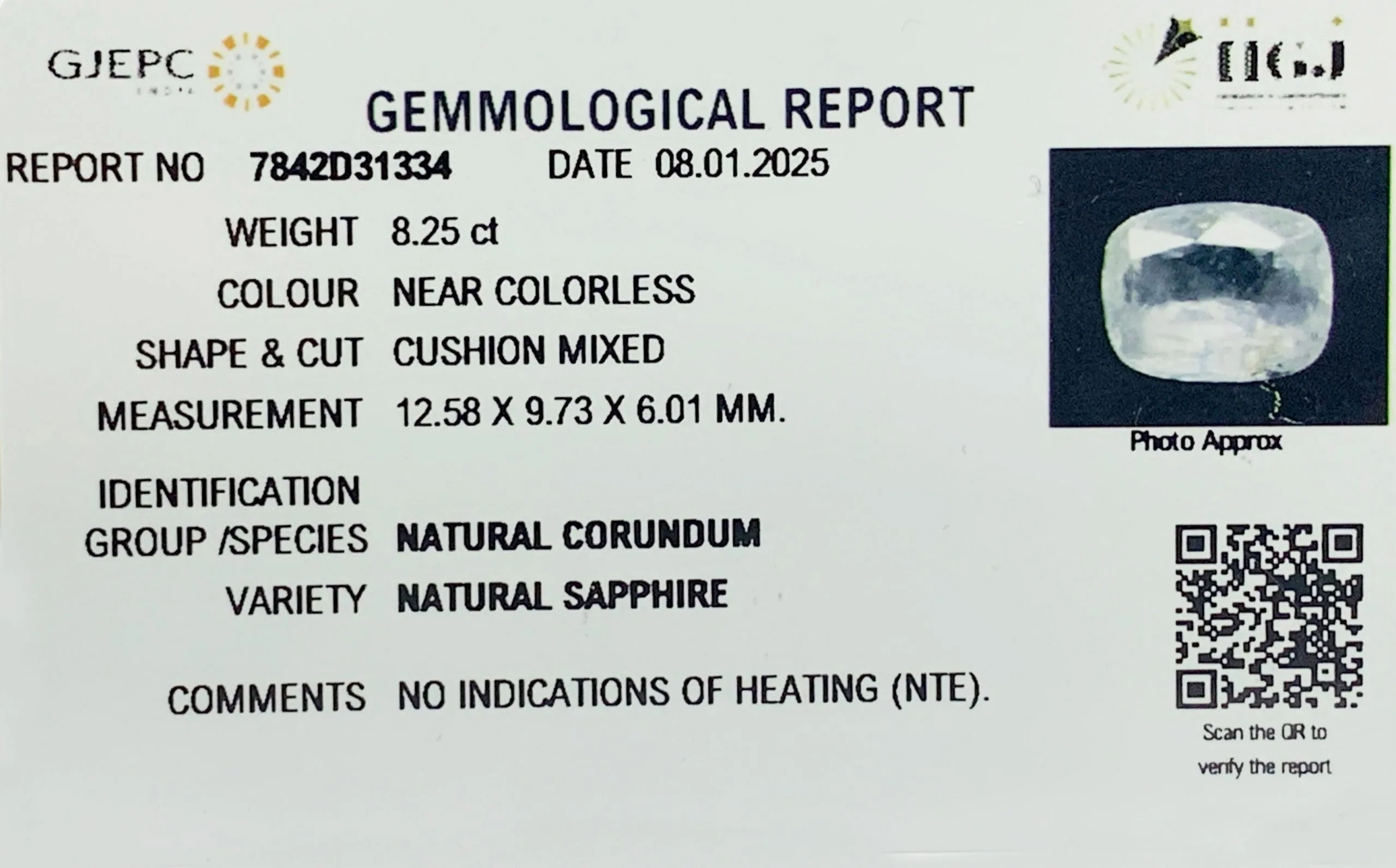 White Sapphire 8.25ct. (Super Premium) view 2