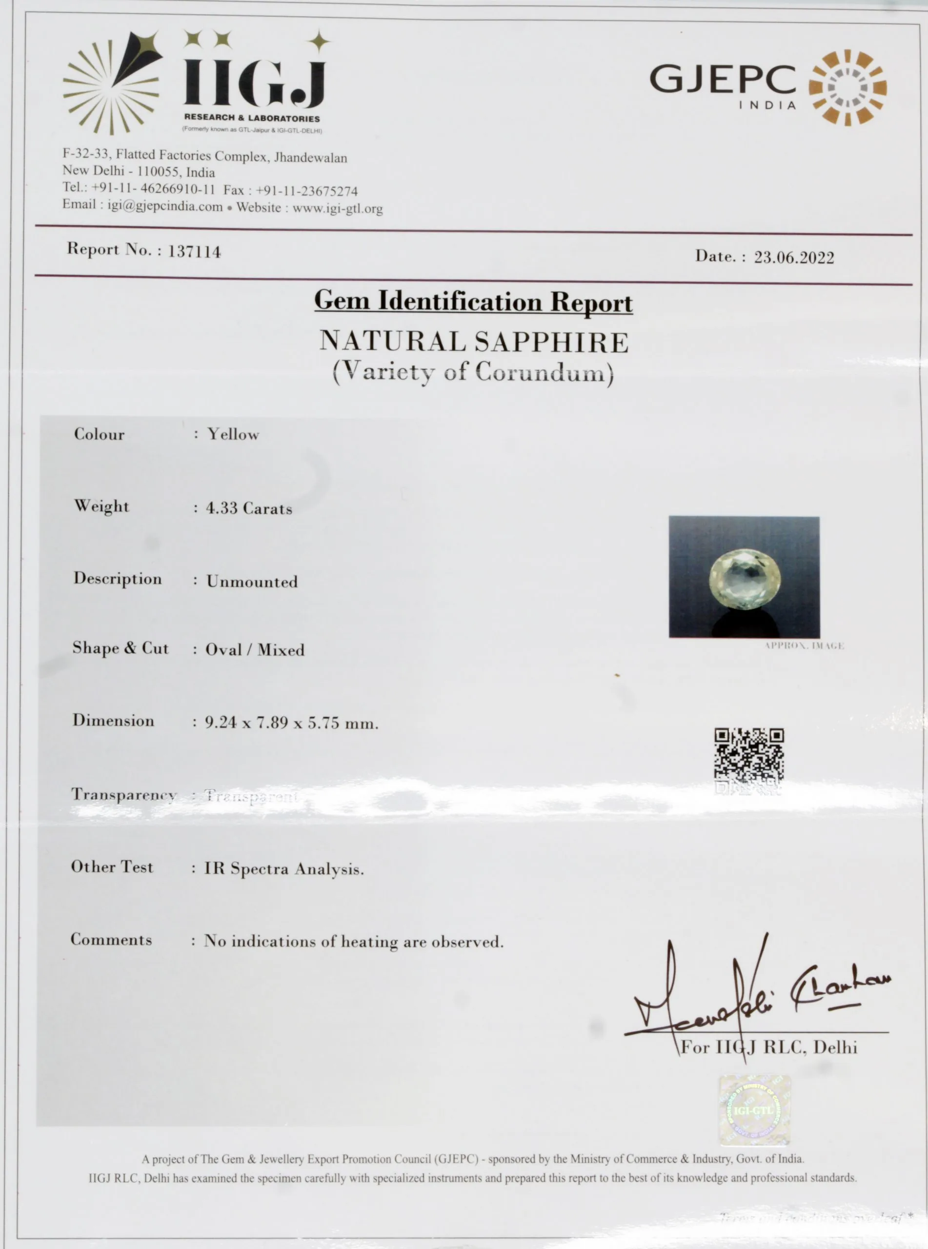 Yellow Sapphire 4.33ct. (Luxury) view 2