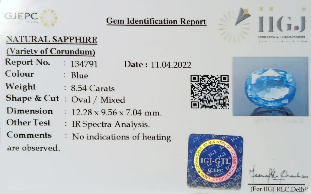 Blue Sapphire 8.54ct. (Super Luxury) view 2