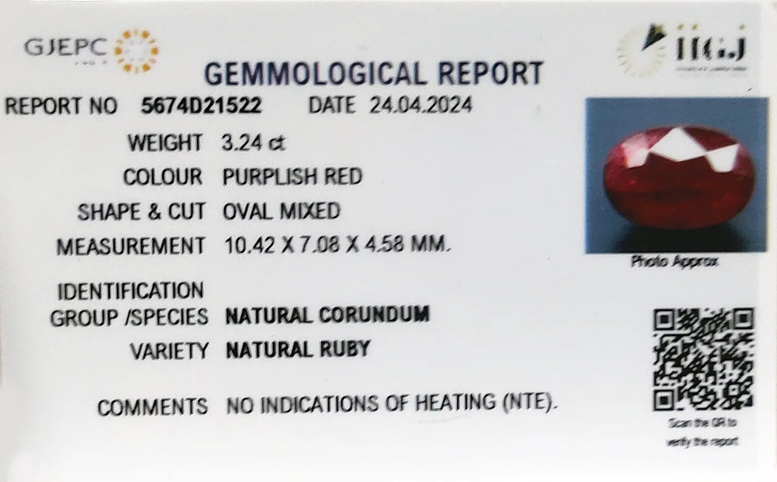 African Ruby 3.24ct. (Super Premium) view 2