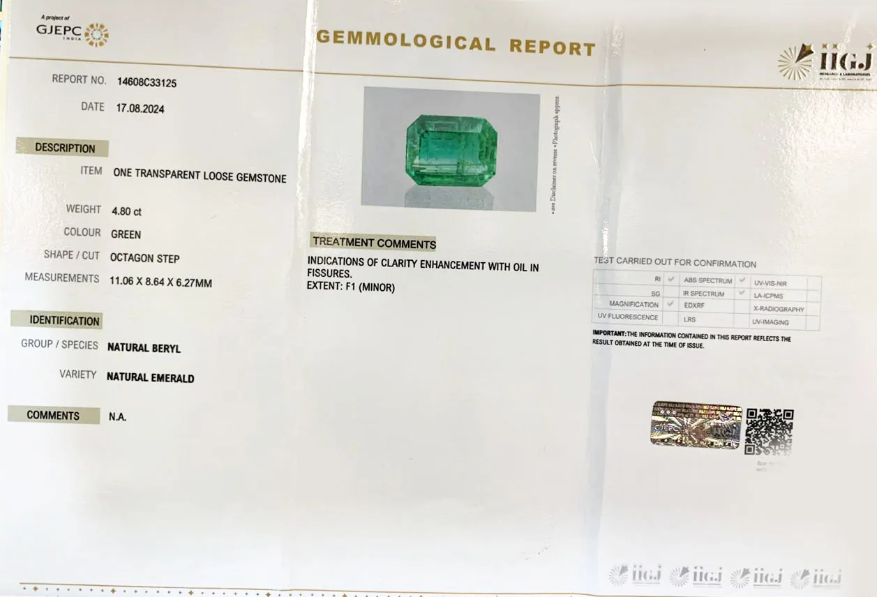 Emerald 4.80ct. (Super Luxury) view 2