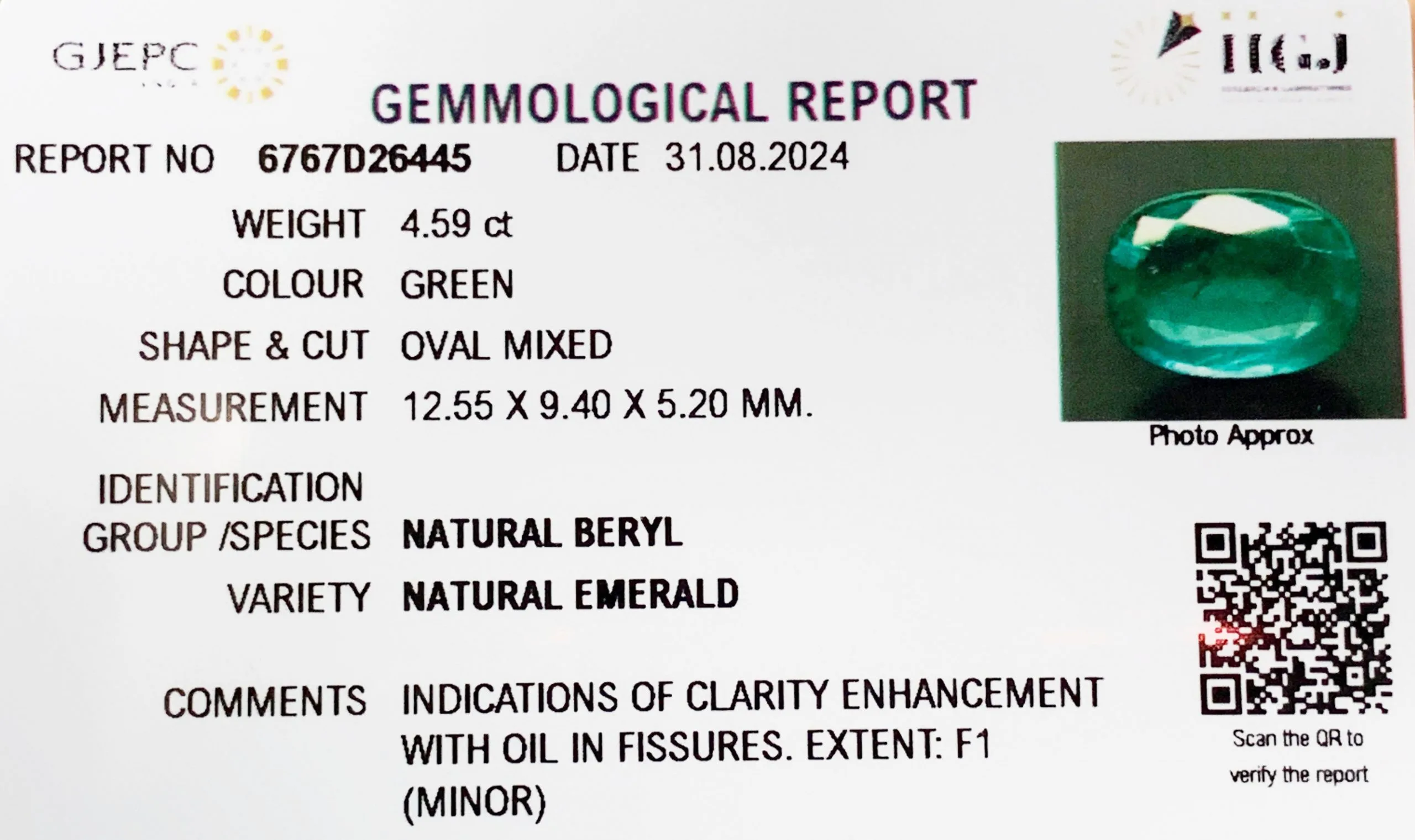 Emerald 4.59ct. (Super Luxury) view 3