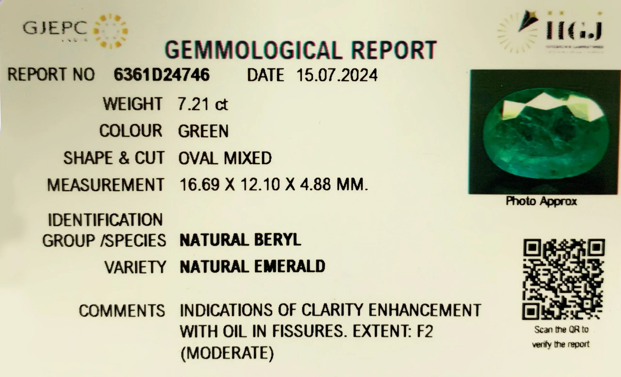 Emerald 7.21ct. (Super Luxury) view 3