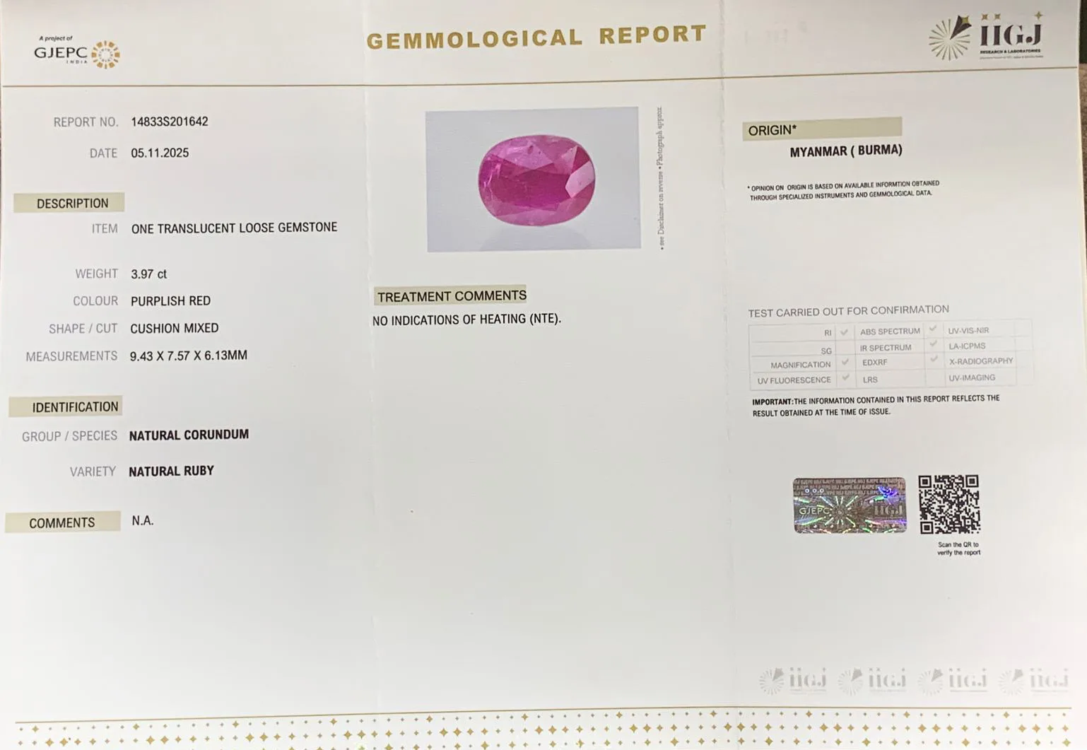 Fine Burma Ruby 3.97ct On-Demand view 3