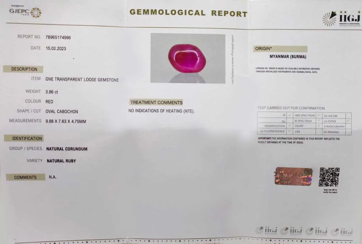 Burma Ruby 3.86ct. (Super Premium) view 2