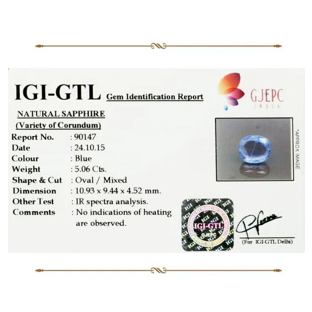Blue Sapphire 5.06ct. (KHOONI) view 3