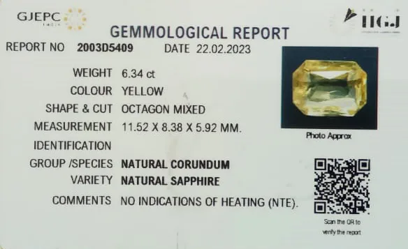 Yellow Sapphire 6.34ct On-Demand view 2
