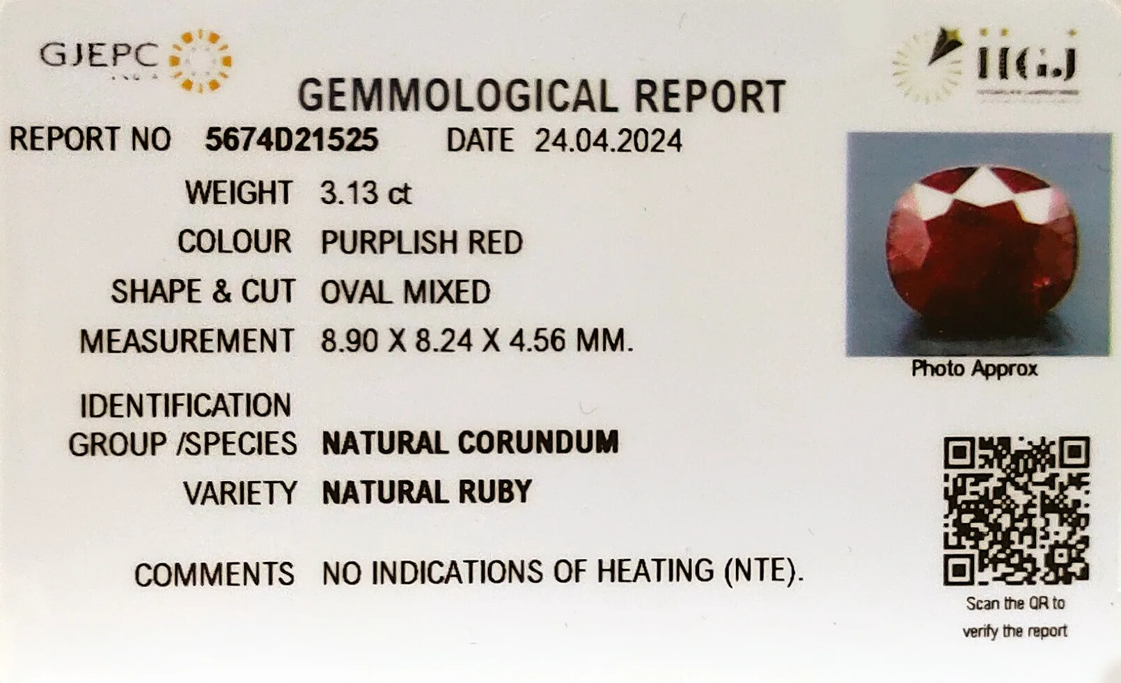 African Ruby 3.13ct. (Super Premium) view 2