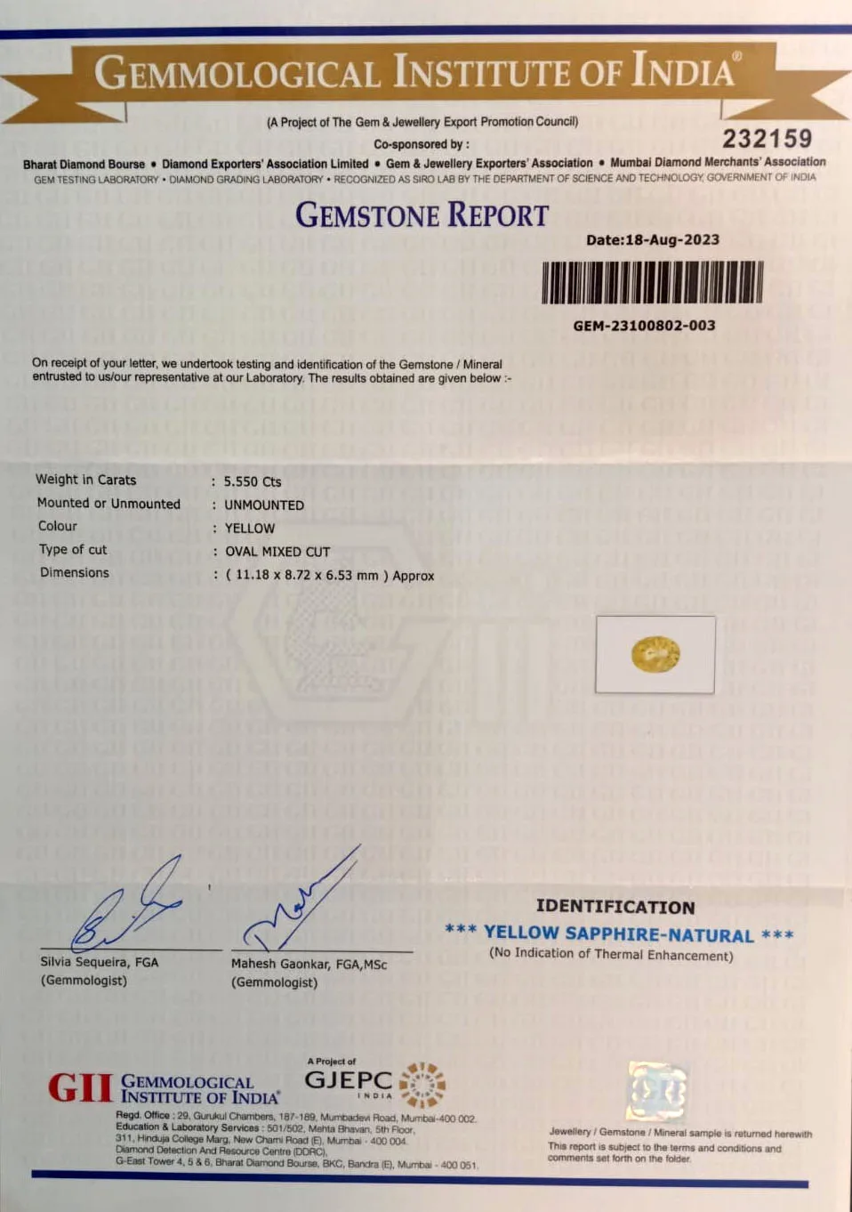 Yellow Sapphire 5.55ct.On-Demand view 2