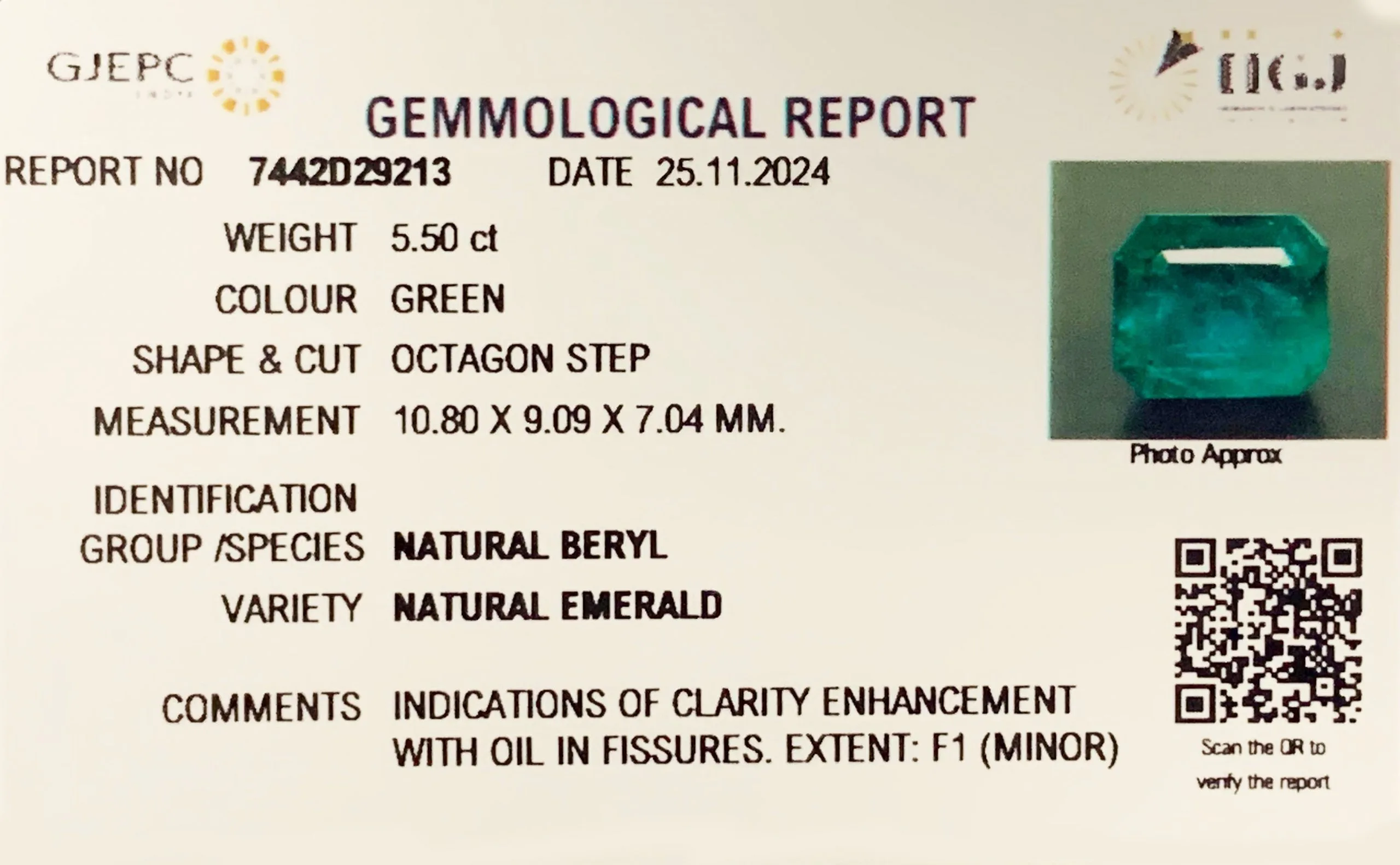 Emerald 5.50ct. (Super Luxury) view 2