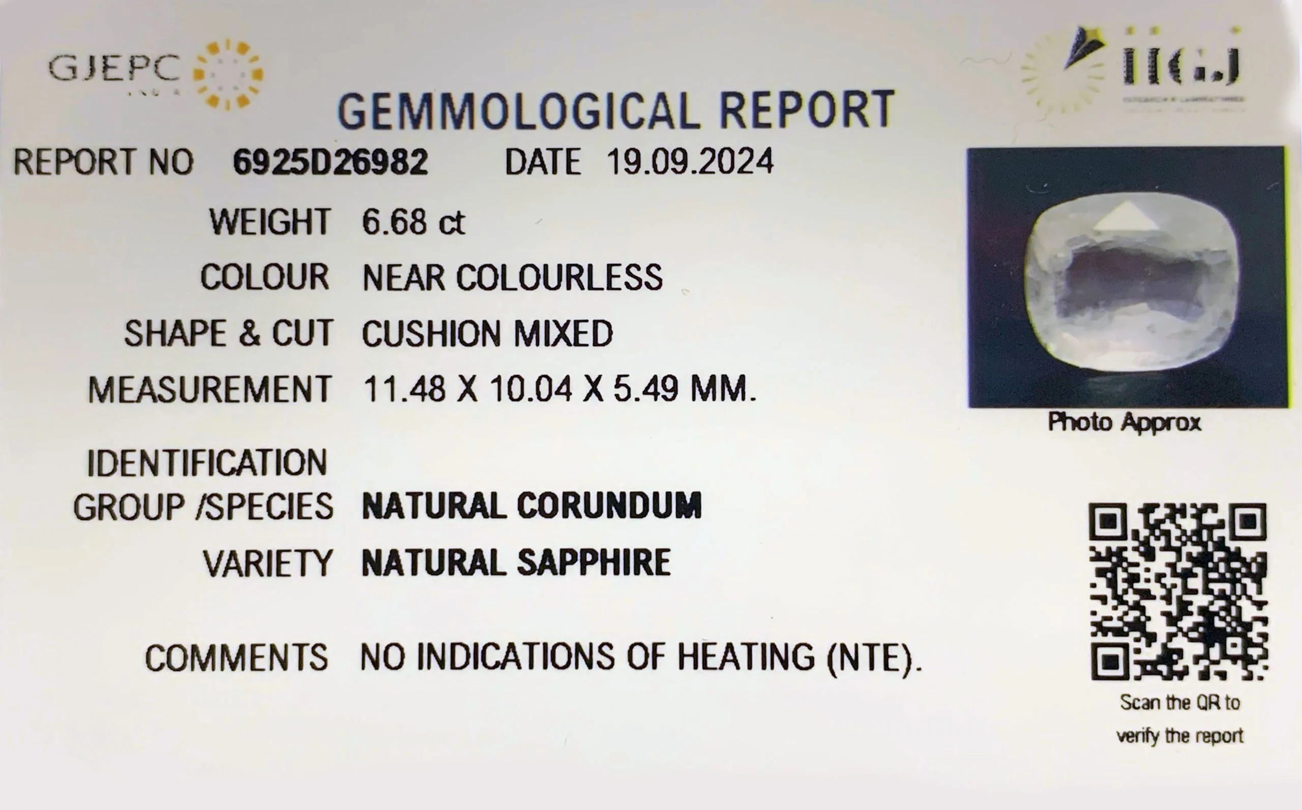 White Sapphire 6.68ct. (Super Premium) view 2