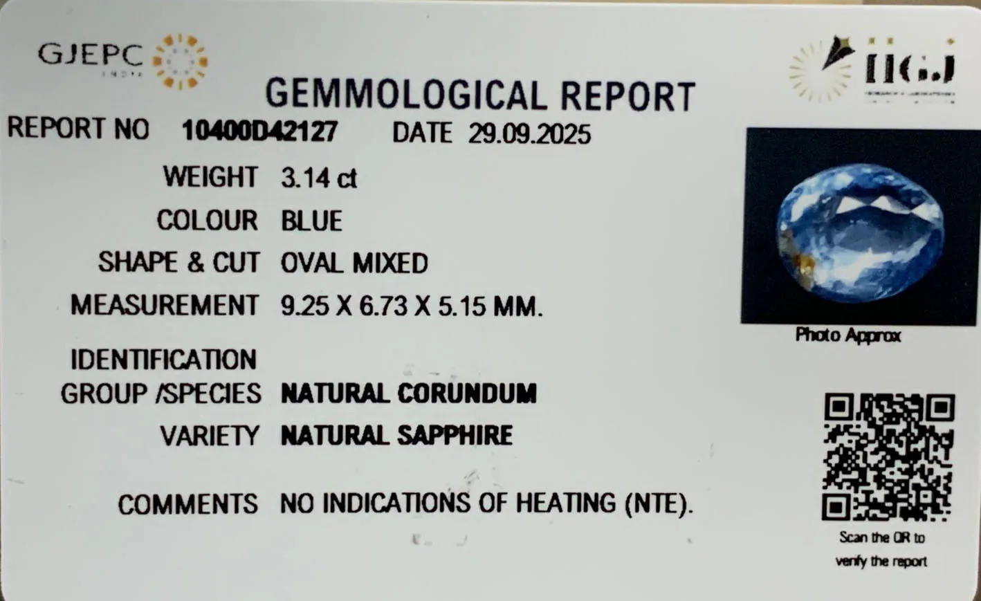 Blue Sapphire 3.14ct. (Economy) view 2