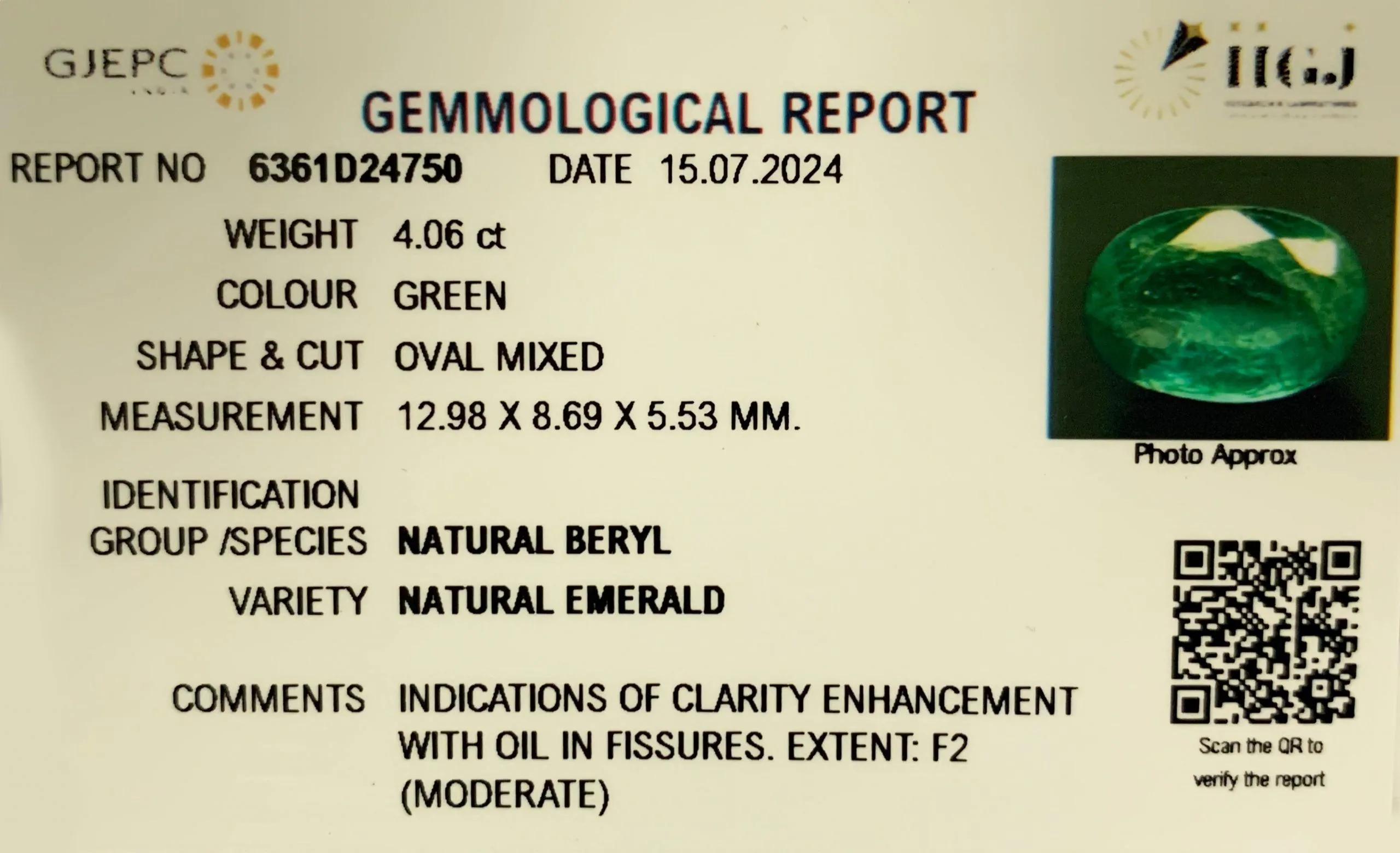 Emerald 4.06ct. (Super Premium) view 3