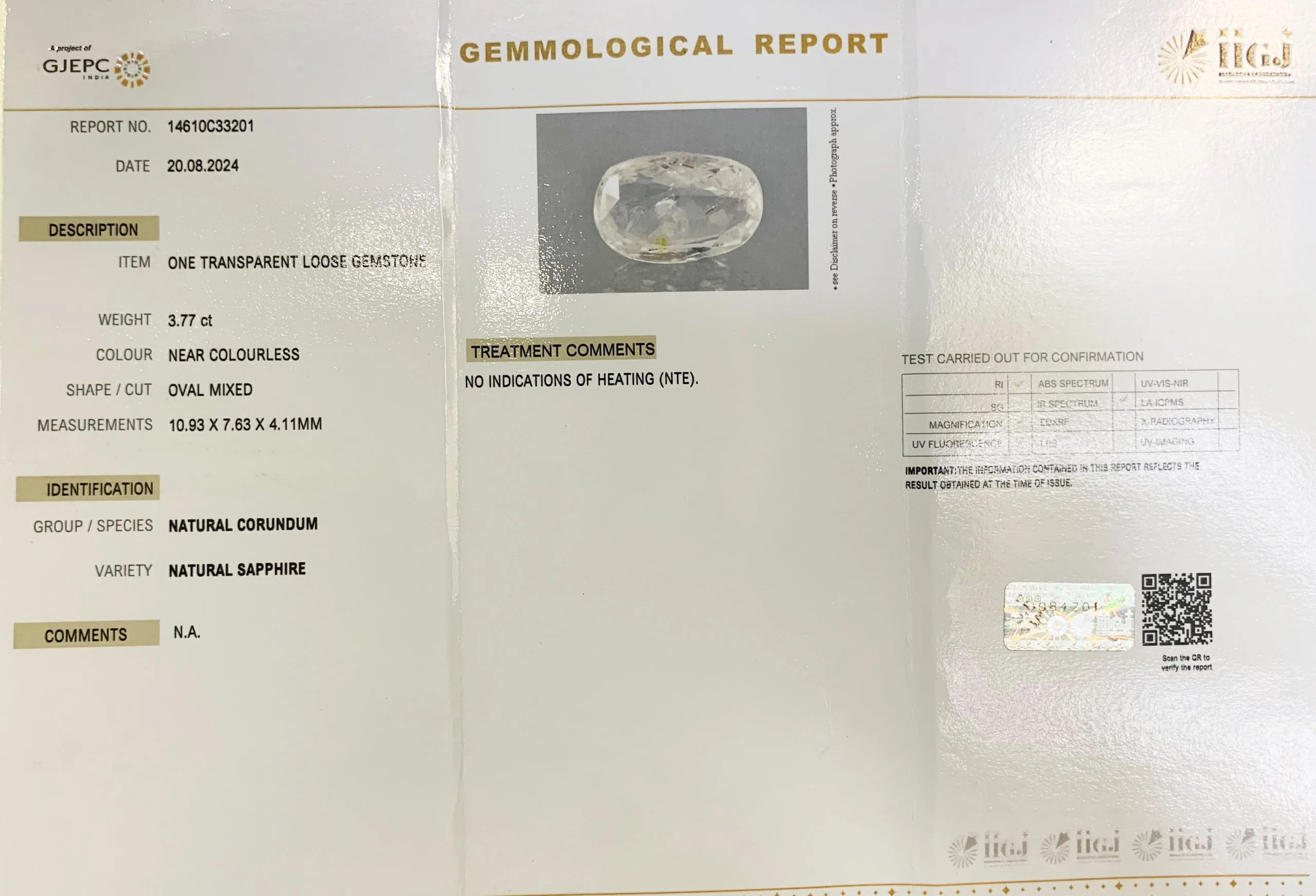 White Sapphire 3.77ct. (Premium) view 2