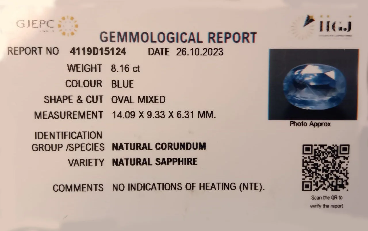 Blue Sapphire 8.16ct. (Super Luxury) view 2