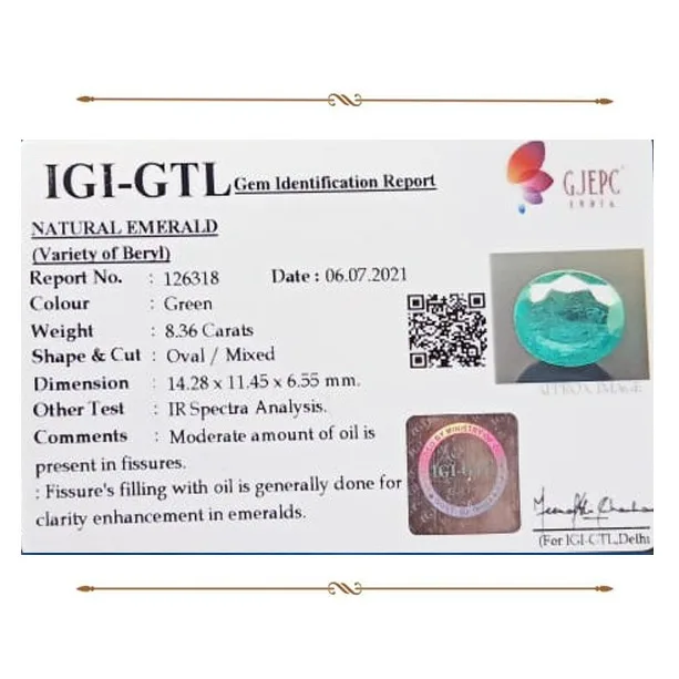 Emerald 8.36ct. (Super Premium) view 2