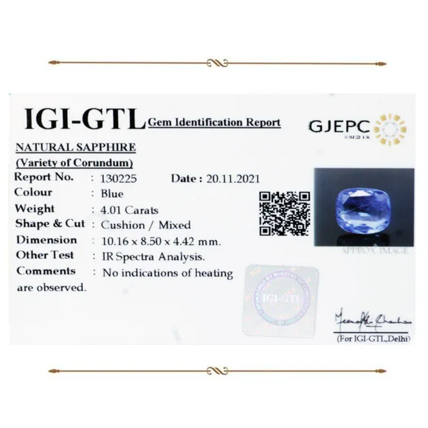 Blue Sapphire 4.01ct. (Super Luxury) view 2