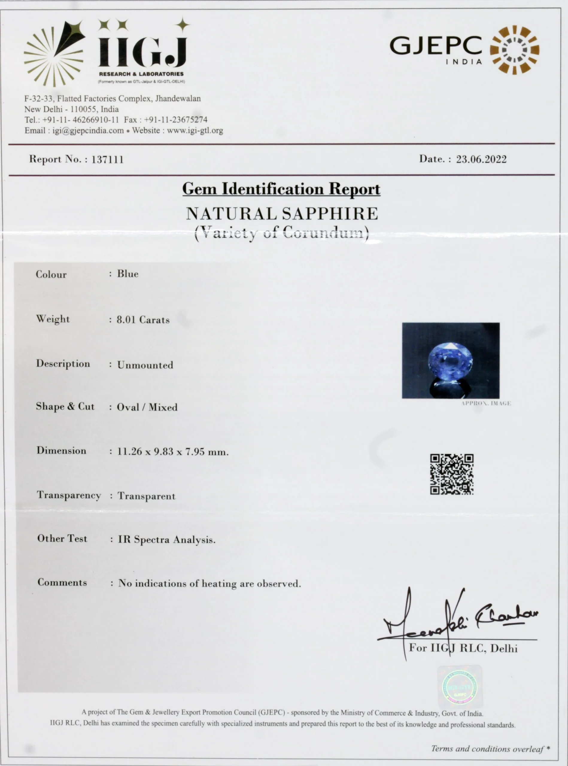 Blue Sapphire 8.01ct.On-Demand view 3