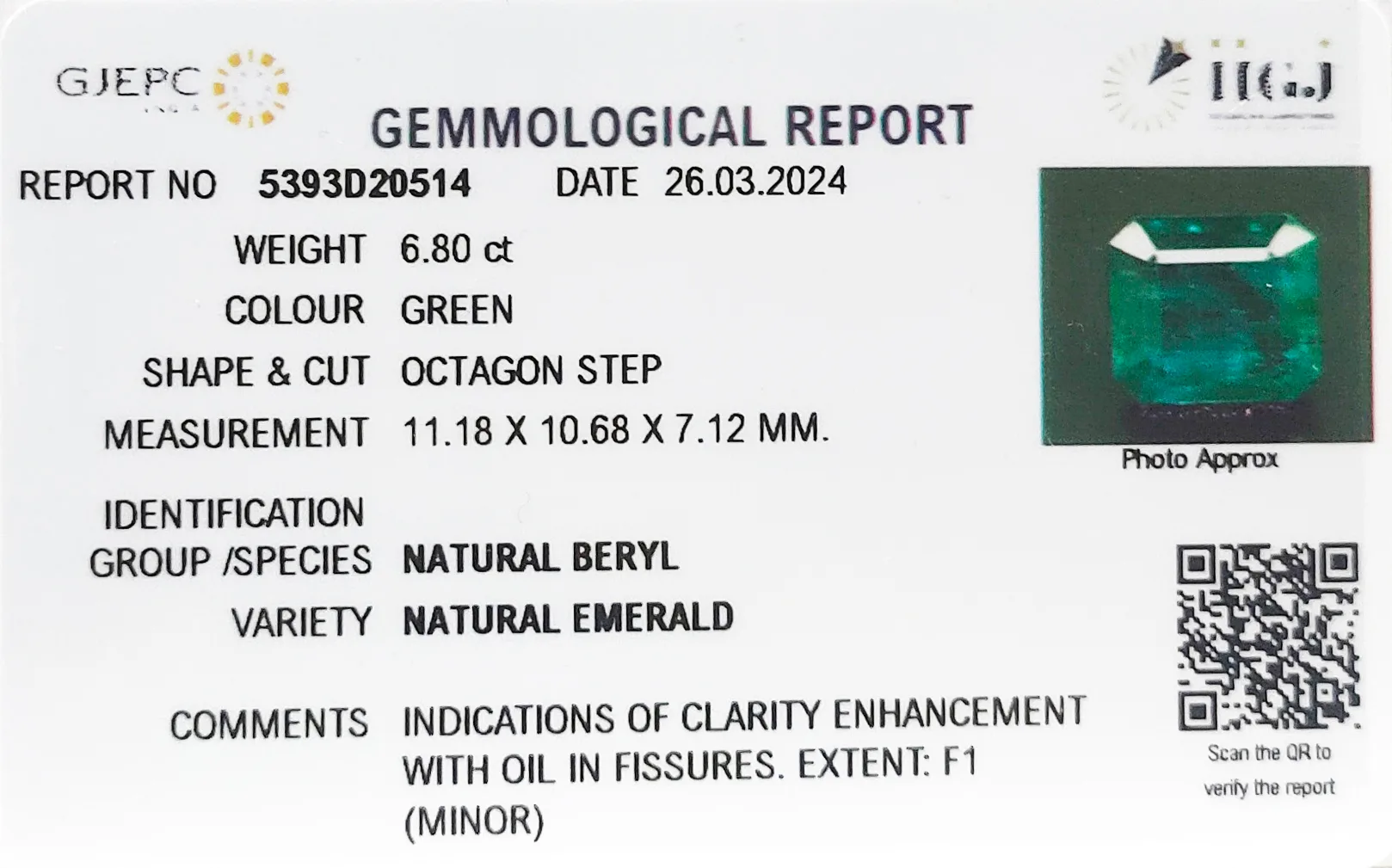 Emerald 6.80ct. (Super Luxury) view 2