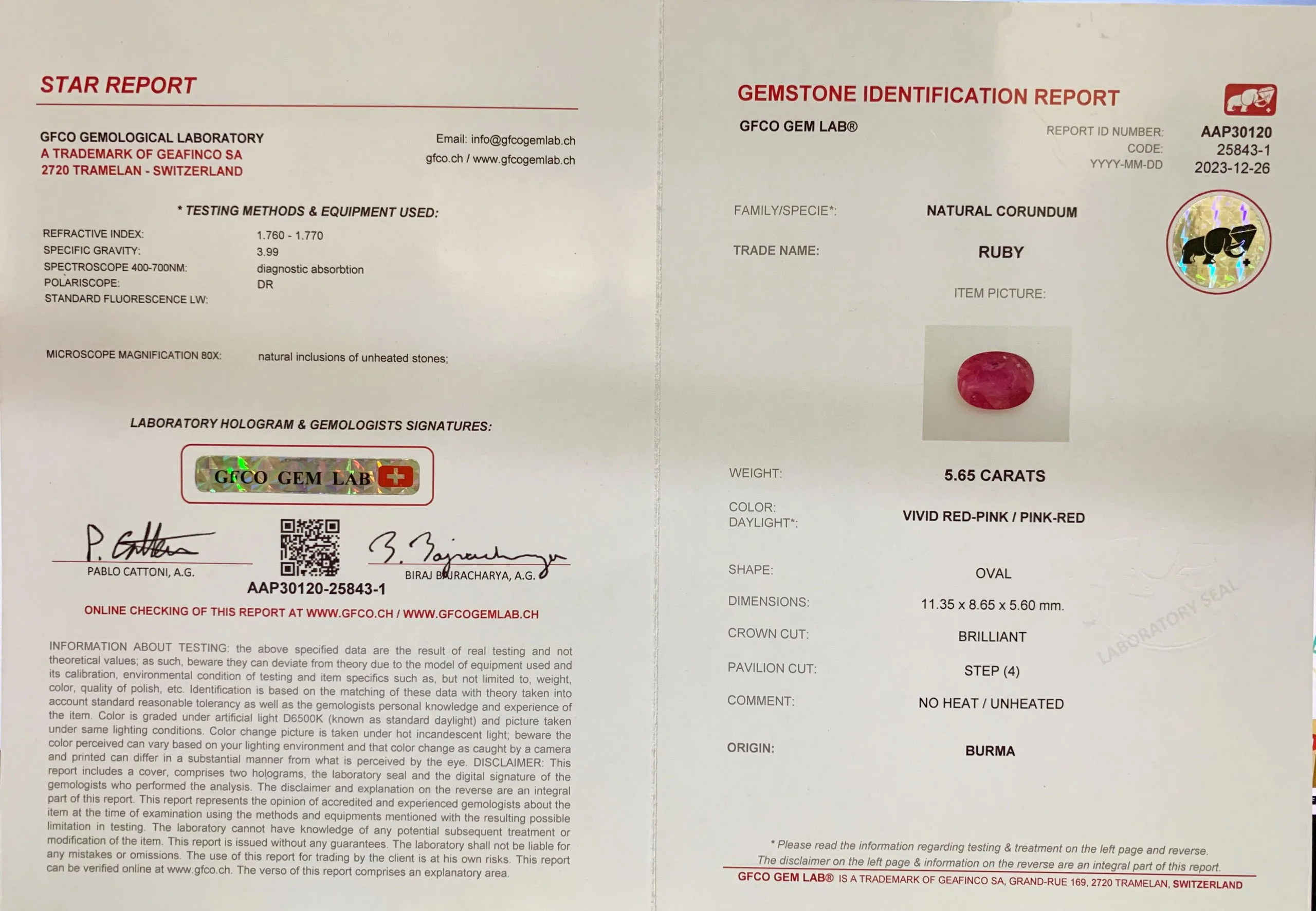 Fine Burma Ruby 5.65ct On-Demand view 2