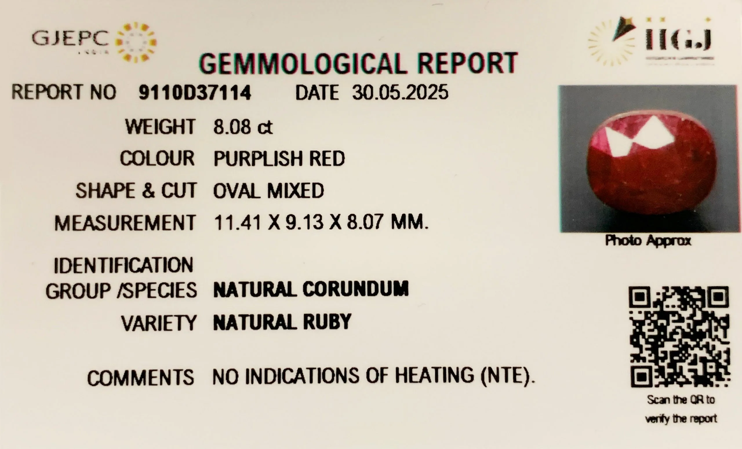 African Ruby 8.08ct. (Super Premium) view 2