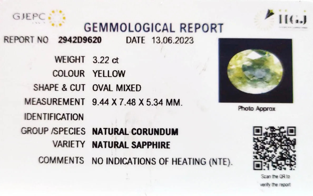 Yellow Sapphire 3.22ct. (Luxury) view 2
