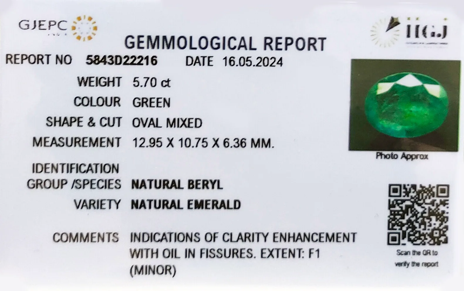 Emerald 5.70ct. (Super Premium) view 2